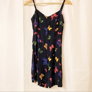 Vintage Butterfly Black Romper Small